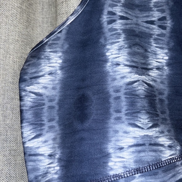 EUC Scorpio Sol Asymetrical Cross-Front Longline Yoga Bralette Blue Tie Dye Wave - Picture 3 of 10